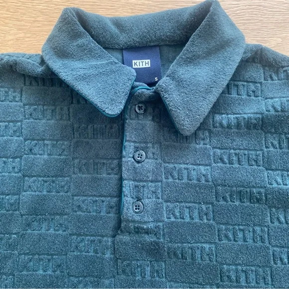 Kith Velour Terry Logo Polo Shirt Retro Streetwear Summer - Picture 5 of 9